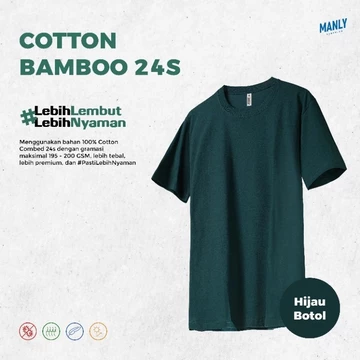 ANTIBAKTERI Kaos Polos Katun Bambu 24S Kaos Polos Cotton Bamboo Light Blue