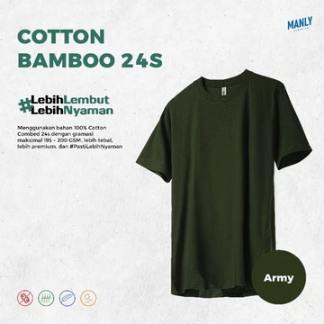 ANTIBAKTERI Kaos Polos Katun Bambu 24S Kaos Polos Cotton Bamboo Light Blue