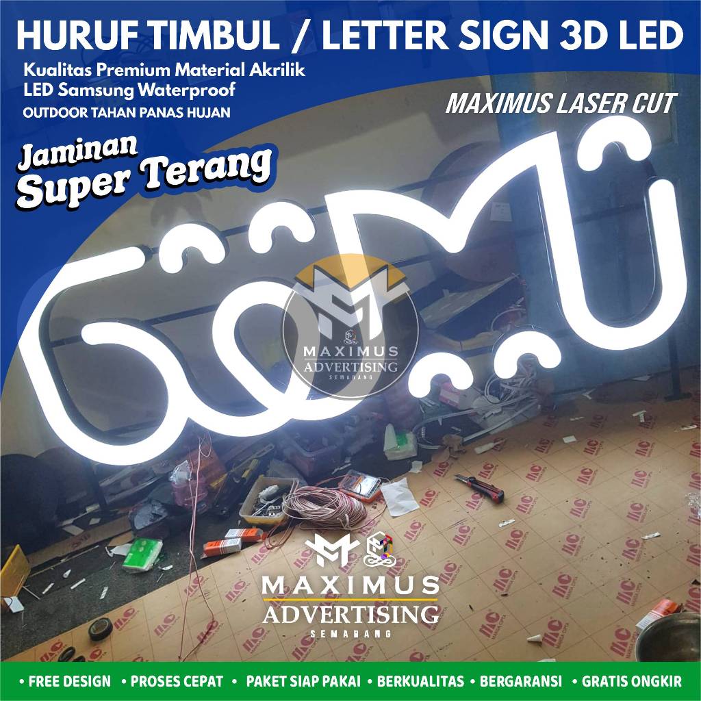Jual PROMO Acrylic Sign Huruf Timbul Led Custom Akrilik Berkualitas dan ...