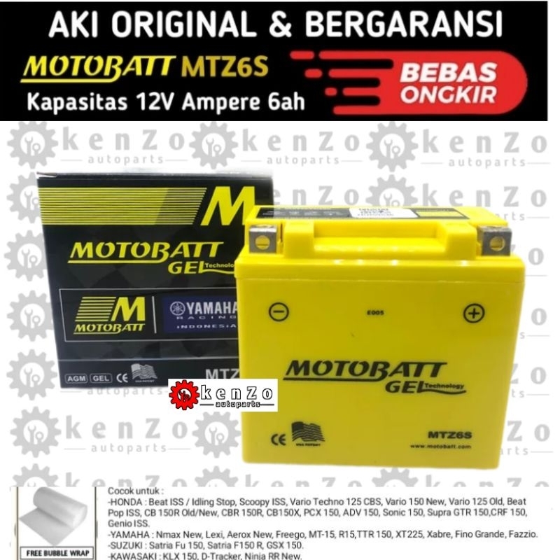 Jual AKI MOTOR MOTOBATT MTZ6S ORIGINAL // AKI MOTOR PCX 125, VARIO