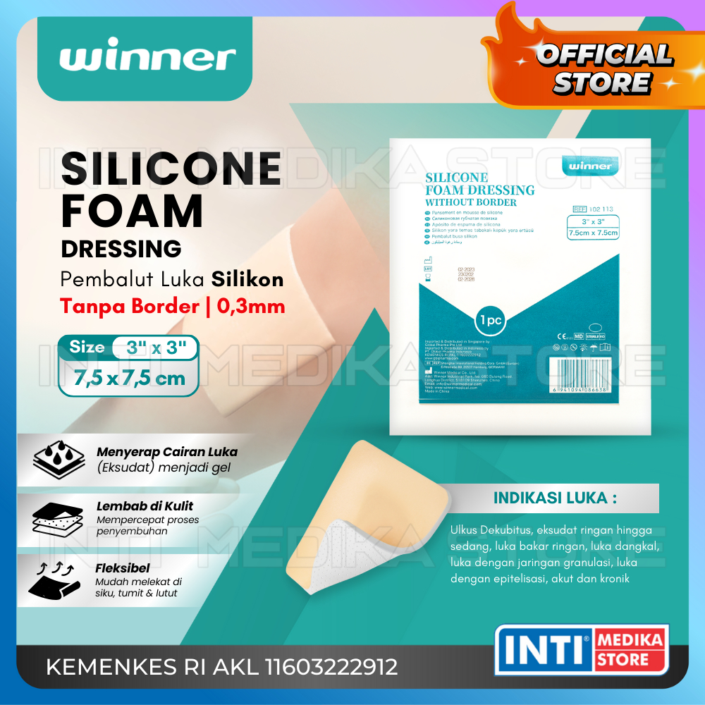 Jual WINNER Silicone Foam Dressing Without Border ECER Plester Luka