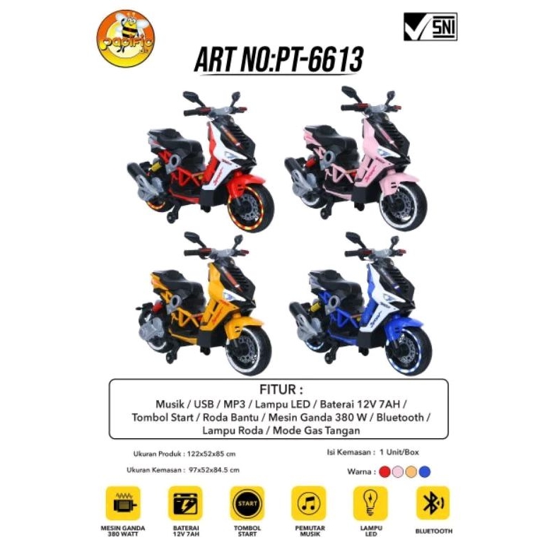 Jual MAINAN ANAK MOTOR AKI ANAK EXOTIC PT 6613 PT 6613 PT6613