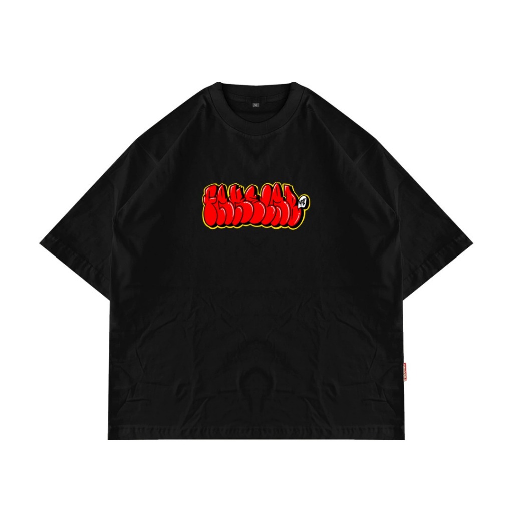 Jual Fakelab Ts Oversize Red Trow Up Black / Tshirt Hitam / Kaos
