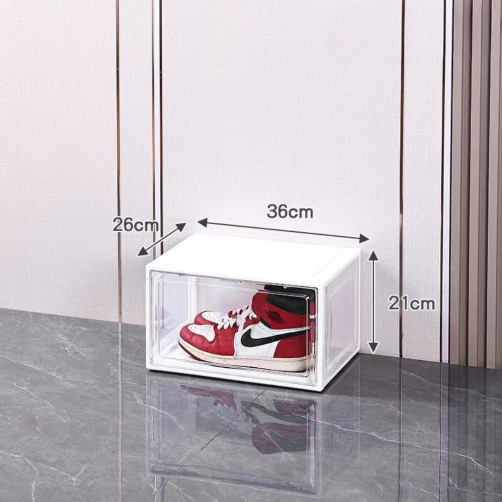 Jual Kotak Sepatu Plastic Akrilik Sneaker Stackable Transparan PUTIH ...
