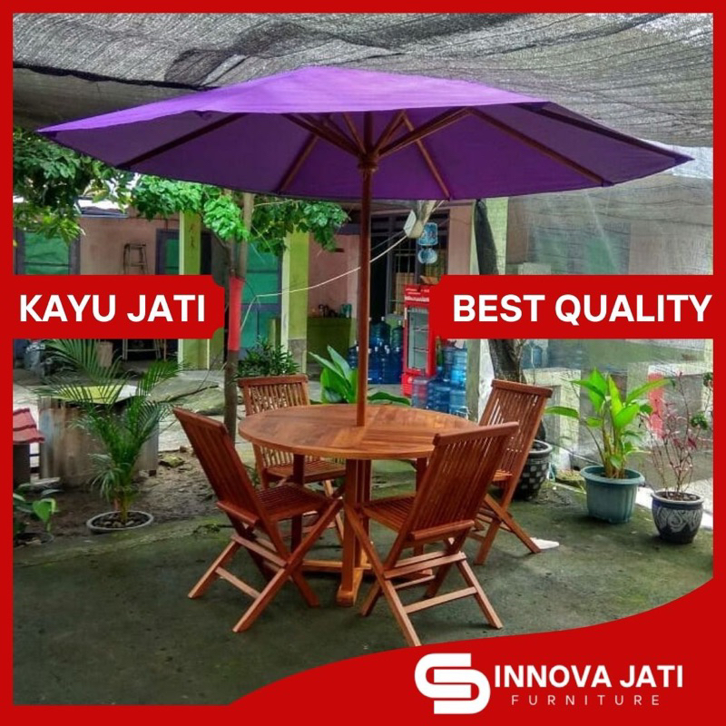 Jual Tenda Meja Payung Taman Cafe Dan Pantai Hotel Kayu Jati Outdoor Shopee Indonesia