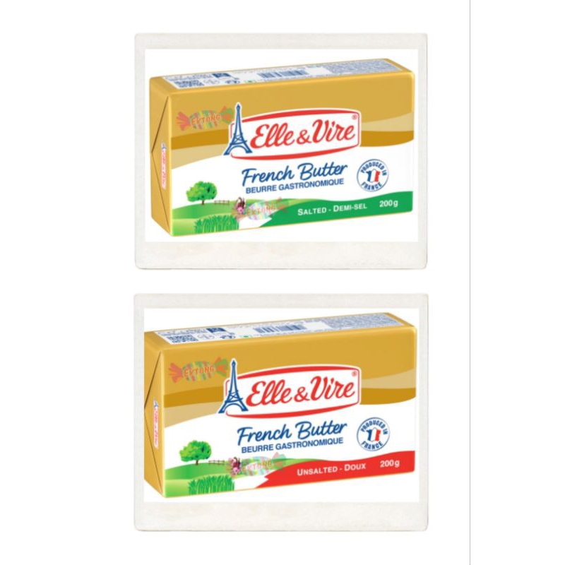 Jual BUTTER ELLE & VIRE UNSALTED SALTED 200 GRAM | Shopee Indonesia