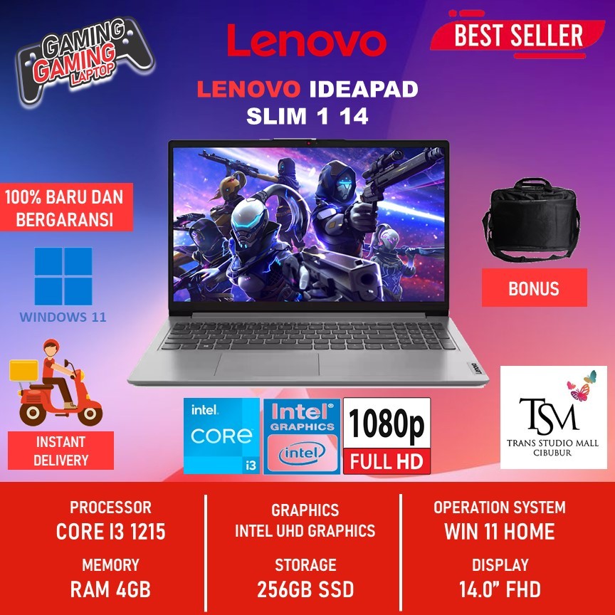 Jual Lenovo Ideapad Slim 1 14 Core I3 1215 Ram 8gb 256ssd W11 14 0 Fhd Shopee Indonesia