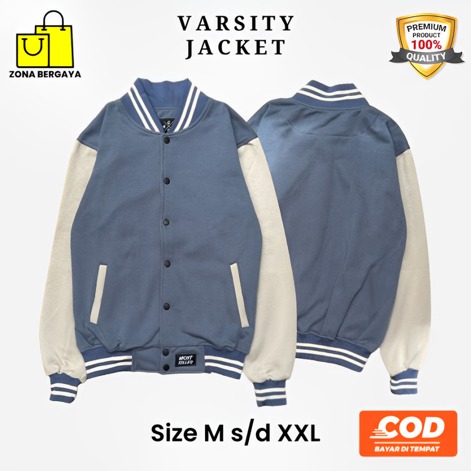 Jual Jaket Varsity Polos Pria Wanita Dewasa Tebal Keren Original Distro ...