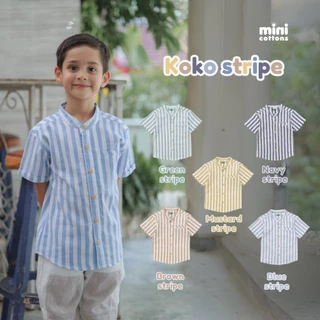 Minicottons Kemko Lebaran Kemeja Koko Kembar Ayah Anak Motif Salur Striped 1-12 tahun Kids Shirt
