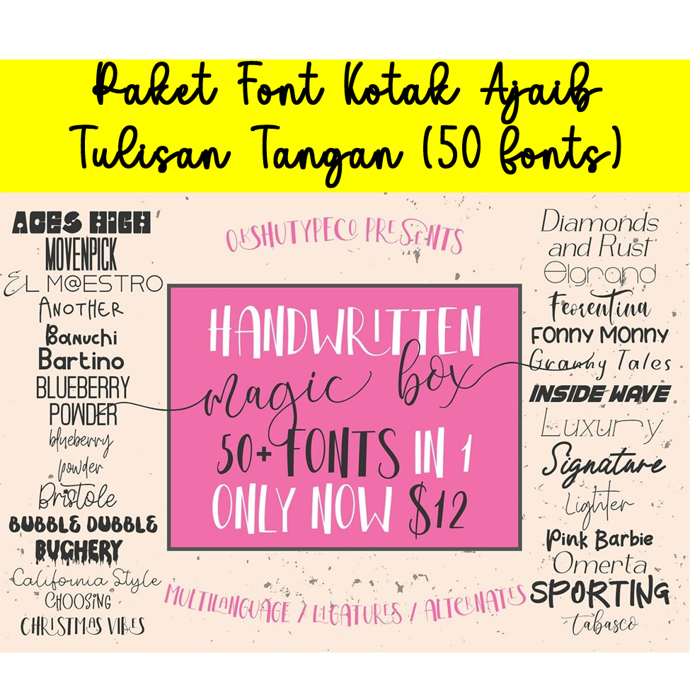 Jual Paket Font Kotak Ajaib Tulisan Tangan (50 fonts) | Shopee Indonesia