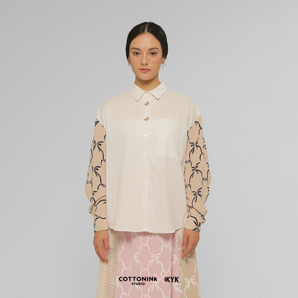 Jual COTTONINK Studio X IKYK - Atasan Kemeja Wanita Off-white Nakano ...