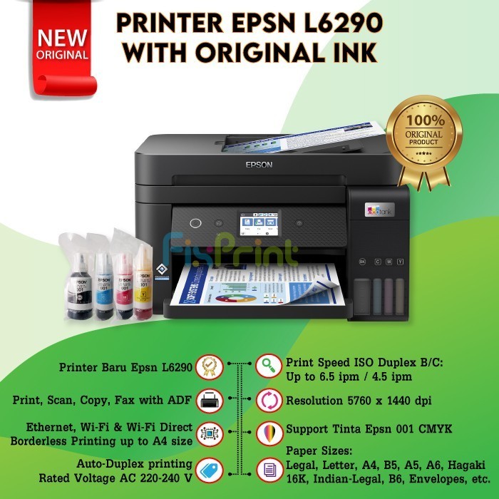 Jual Printer Epson Ecotank L6260l6290 A4 All In One Wifi Duplex Print Scan Copy Tinta 001 New 7941