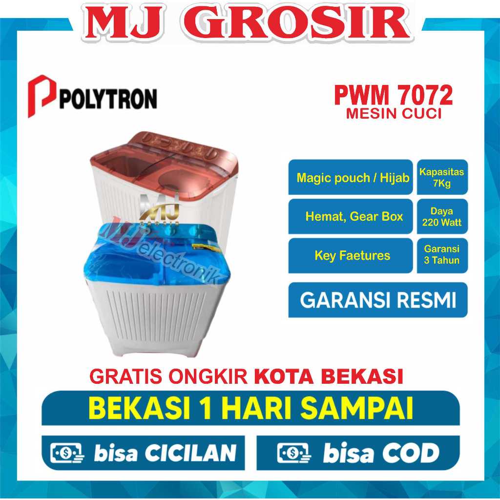 Jual MESIN CUCI POLYTRON PWM 7072 7KG 2 TABUNG PWM7072 7 KG | Shopee ...