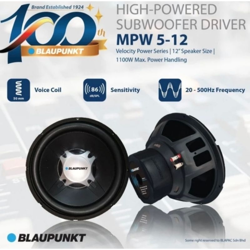 Jual BLAUPUNKT SUBWOOFER 12 INCH MPW 5-12 MAX POWER 1100W High Quality ...