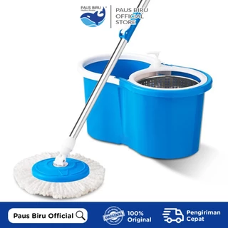 Paus Biru - Alat Pel Lantai Stainless Super Mop Dengan Ember Pencuci Putar 360°