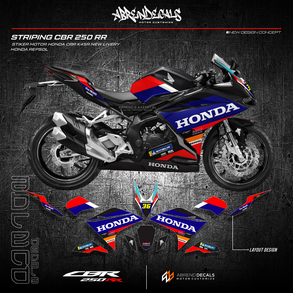 Jual Striping CBR 250 RR Livery Team Honda Repsol Moto GP 2024 / Stiker ...