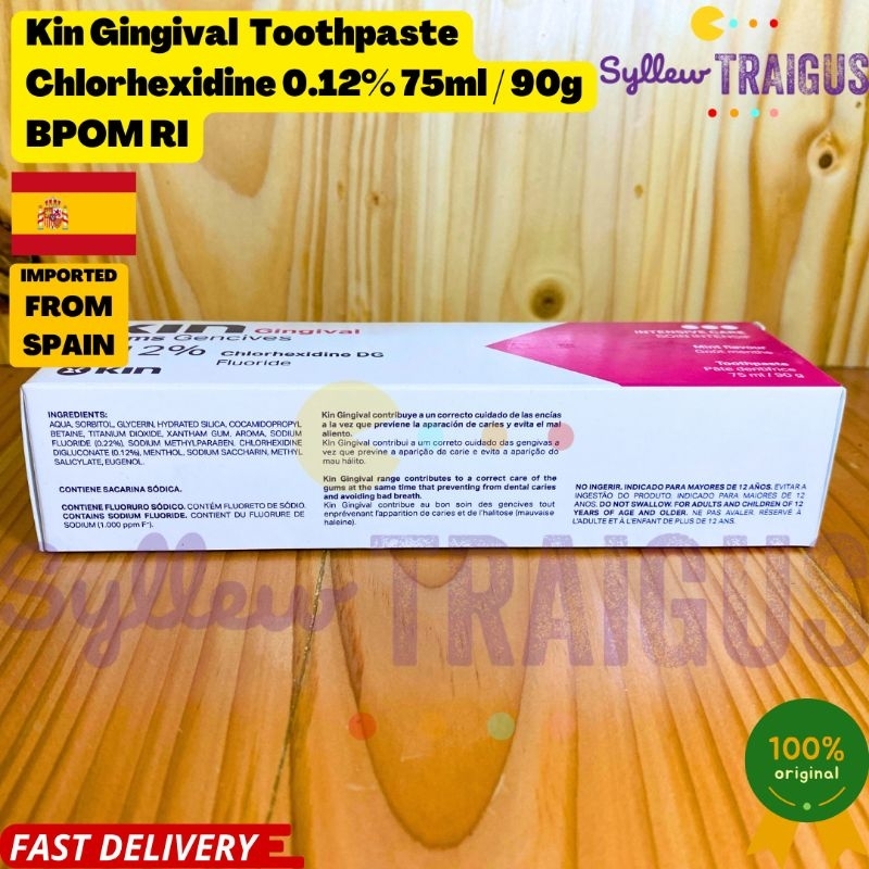 Jual KIN Gingival Toothpaste Pasta Gigi Chlorhexidine 0.12% 75ml / 90g ...