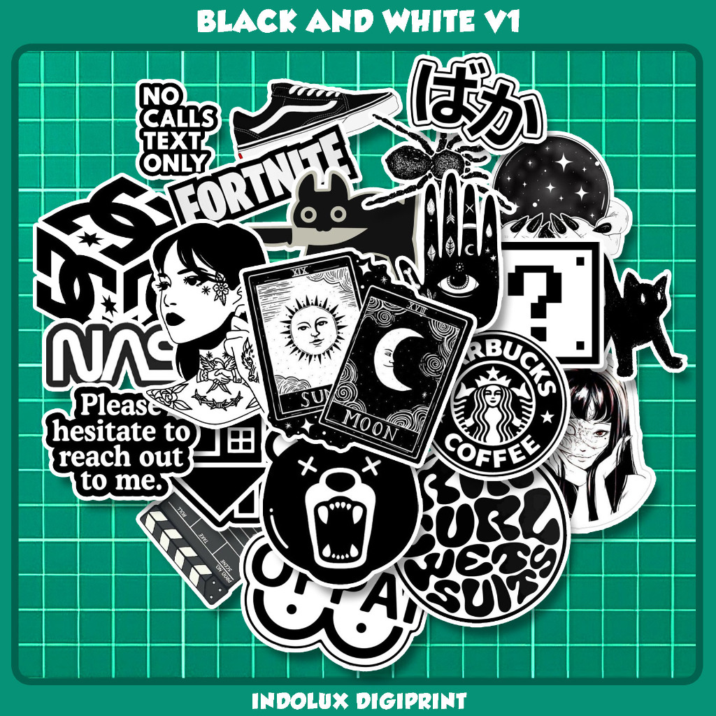 Jual [50PCS] Sticker Aesthetic Black & White Tumbler STIKER B&W Laptop ...