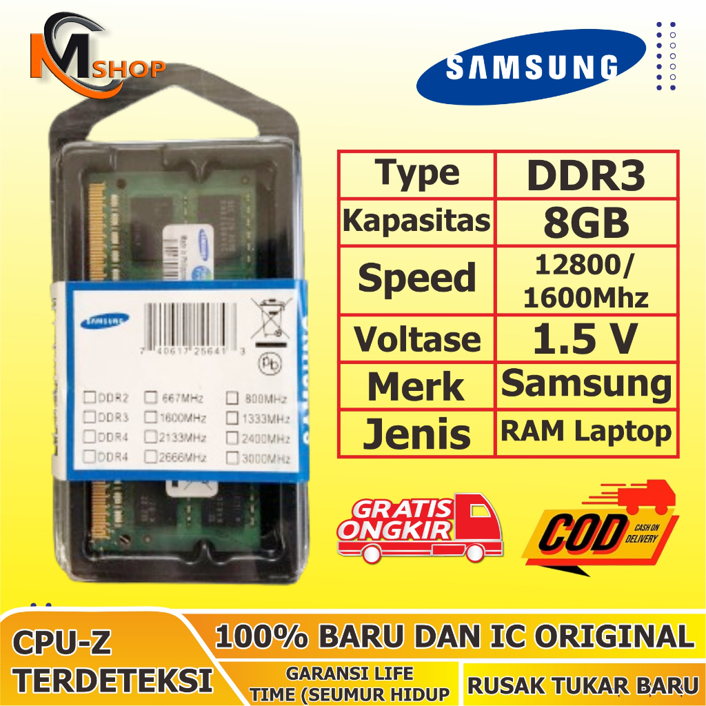 Samsung 8gb Ddr3 Sodimm 1333mhz SAMSUNG Ram Laptop, 1/2 Buah DDR3L