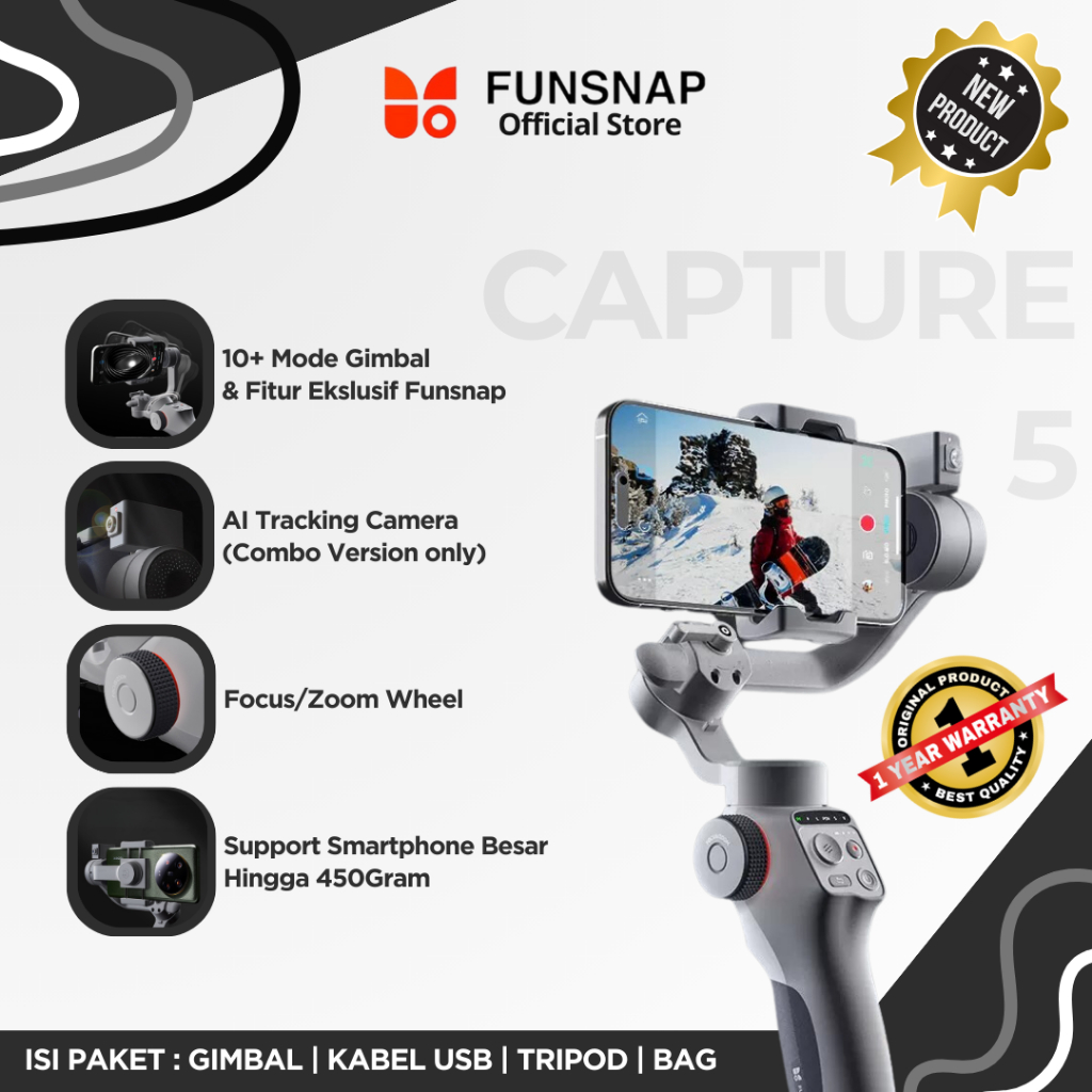 Jual [NEW] Funsnap Capture 5 Exclusive Set Gimbal Stabilizer 3-Axis ...