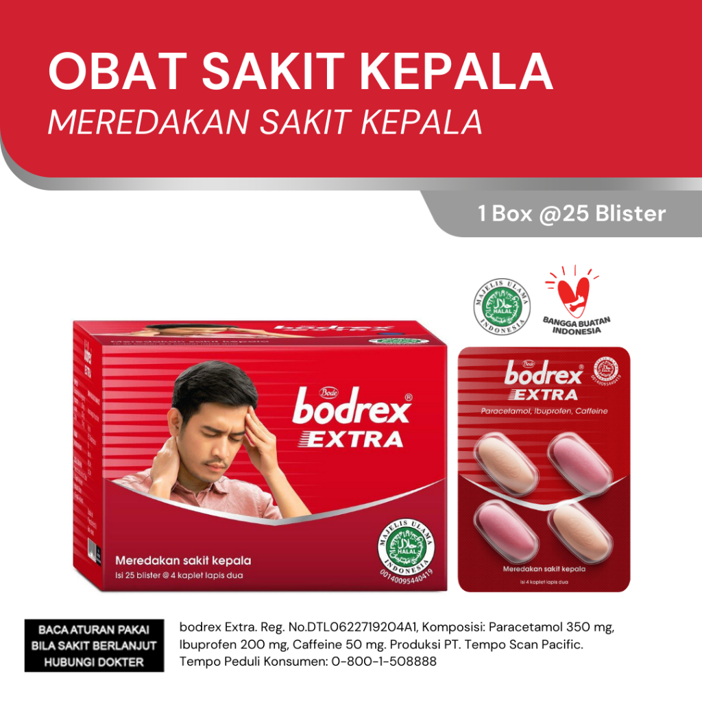Jual Bodrex Grosir Extra 1 Folding Box isi 25 Blister [Exp : 01.2029 ...