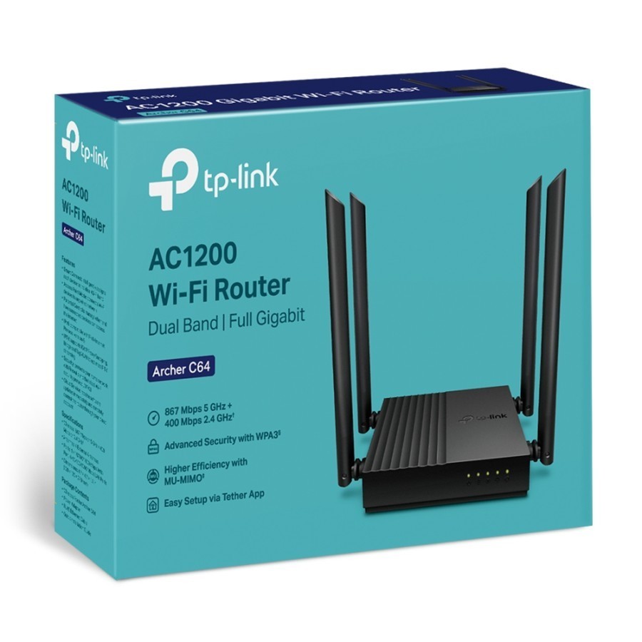 Jual TPLINK Archer C64 AC1200 Dual Band Router 5Ghz MU-MIMO GIGABIT LAN ...