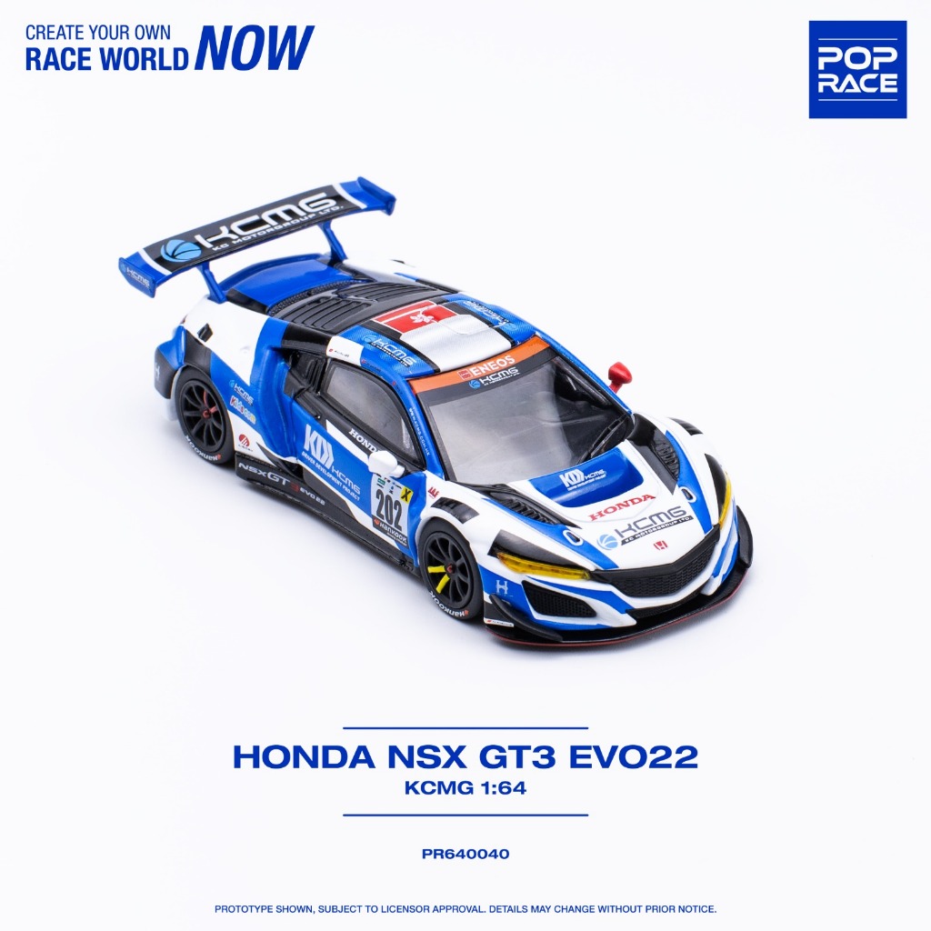 MÔ HÌNH 1:64 POP RACE - HONDA NSX GT3 EVO22 EVA RT TEST TYPE-01 KCMG #202 | Việt Nam