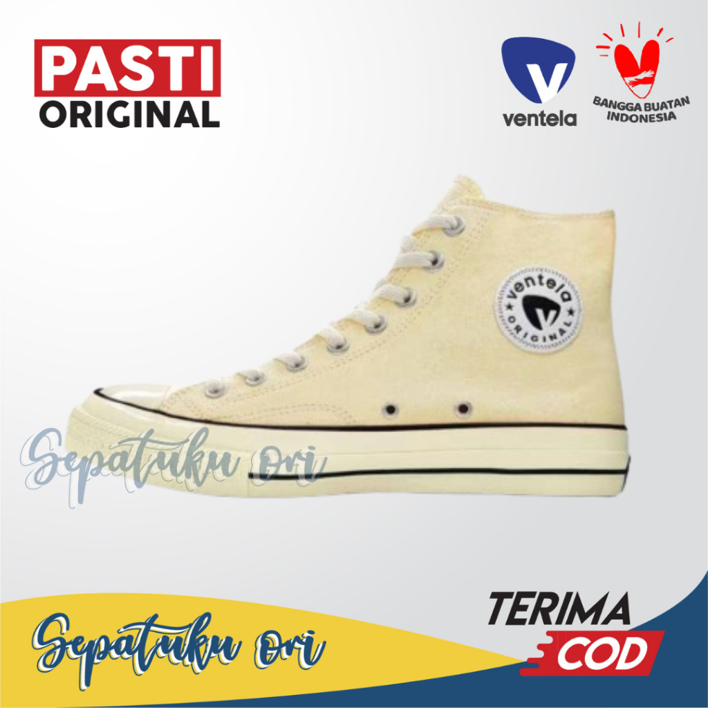 Jual Sepatu Ventela BTS 70s High Cream Natural Sneakers Pria