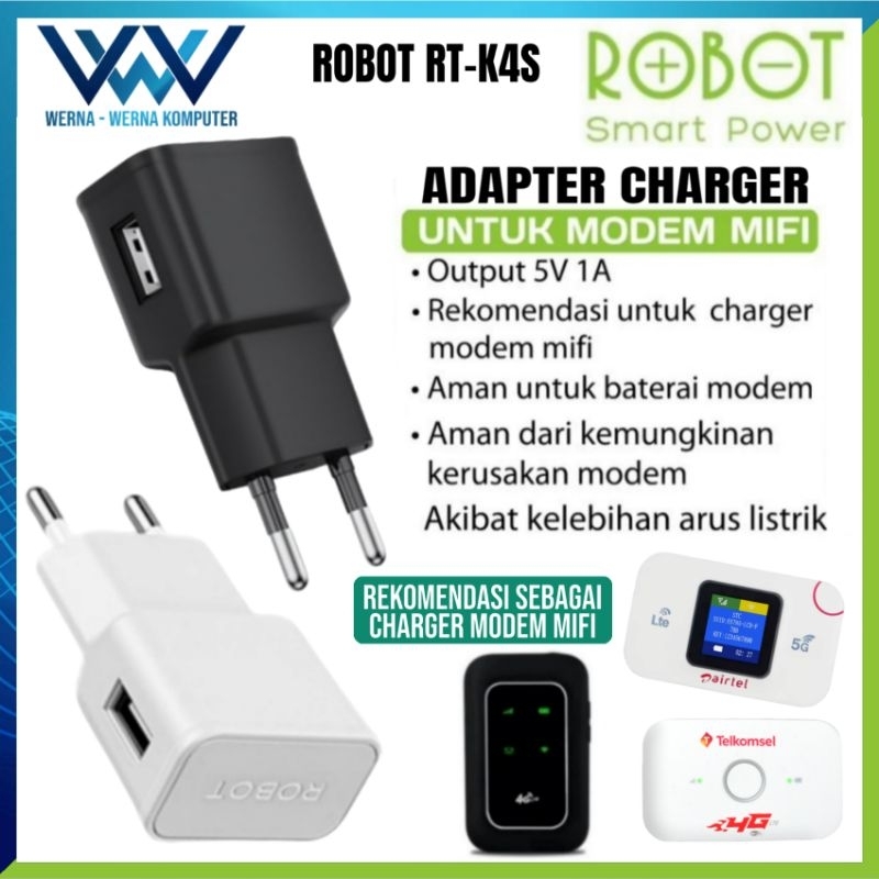 Jual Robot Adapter Charger 5V 1A untuk Modem Charging Modem Mifi RT-K4S ...
