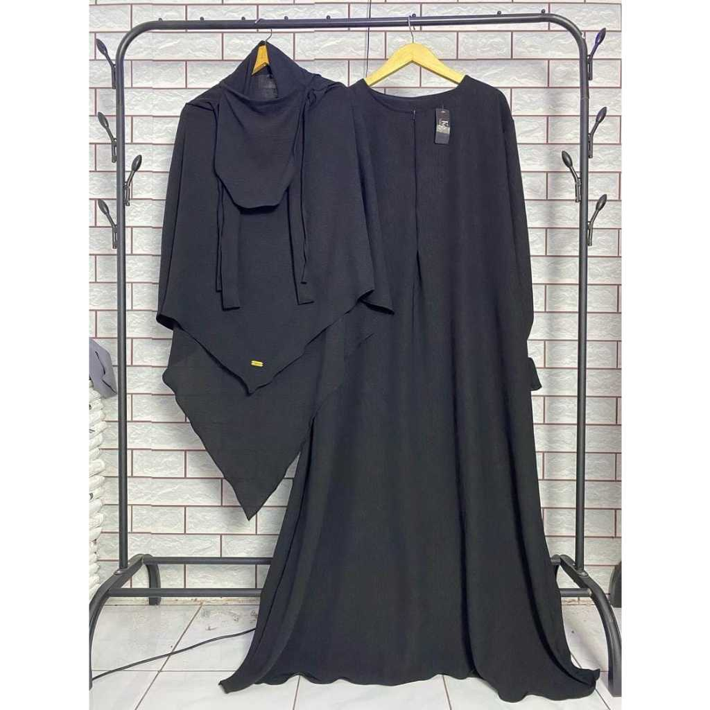 Jual Gamis Muslim Jennaira Set Hijab Khimar Free Cadar Bahan Crinkle