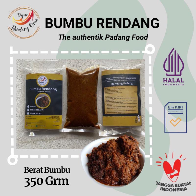 Jual Bumbu Rendang Asli Padang Untuk 1 Kg Daging 350grm Shopee Indonesia 