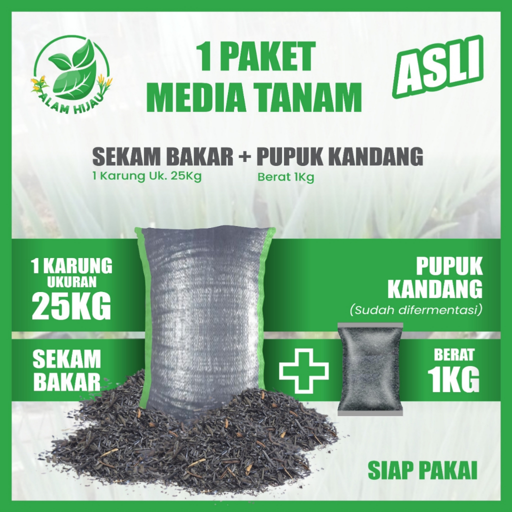 Jual 1 Paket Media Tanam Sekam Bakar Ukuran 25 + 1 Kg Pupuk Kandang ...