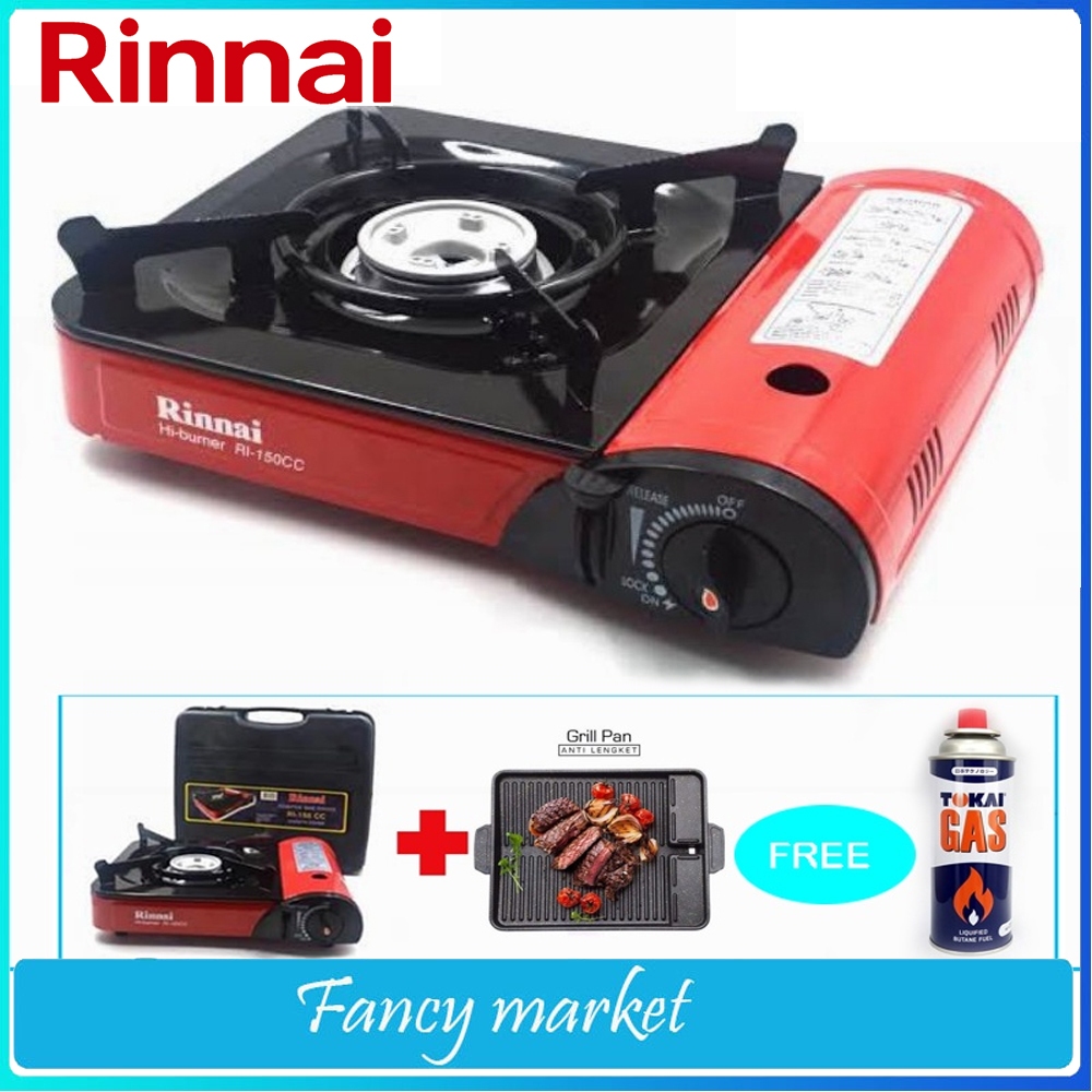 Jual KOMPOR PORTABLE RINNAI RI 150 CC+ Grill GFF BBQ Persegi Anti ...