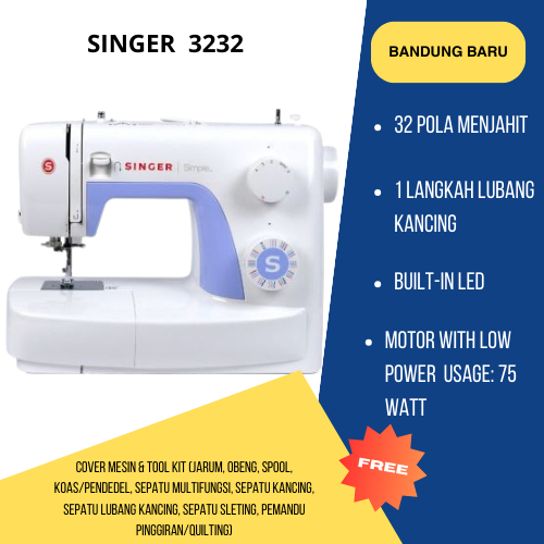 Jual MESIN JAHIT PORTABLE SINGER SIMPLE 3232 | Shopee Indonesia