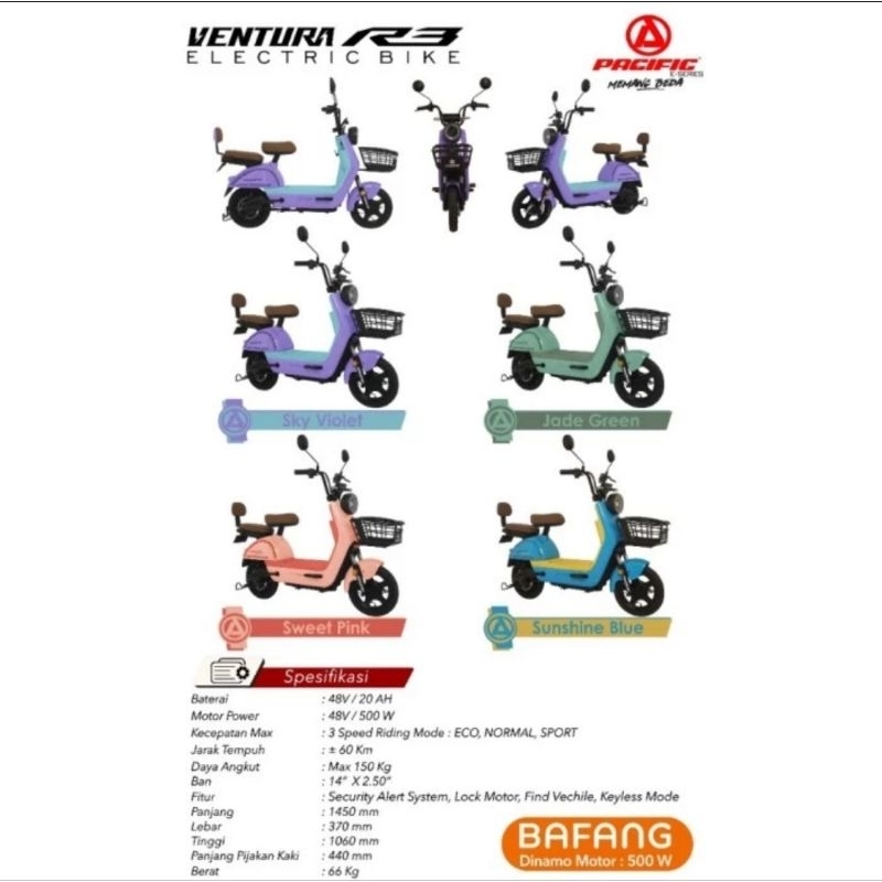 Jual Sepeda Listrik Ebike Pasific Exotic Ventura R3 R5 R 3 5 Aki Dinamo ...