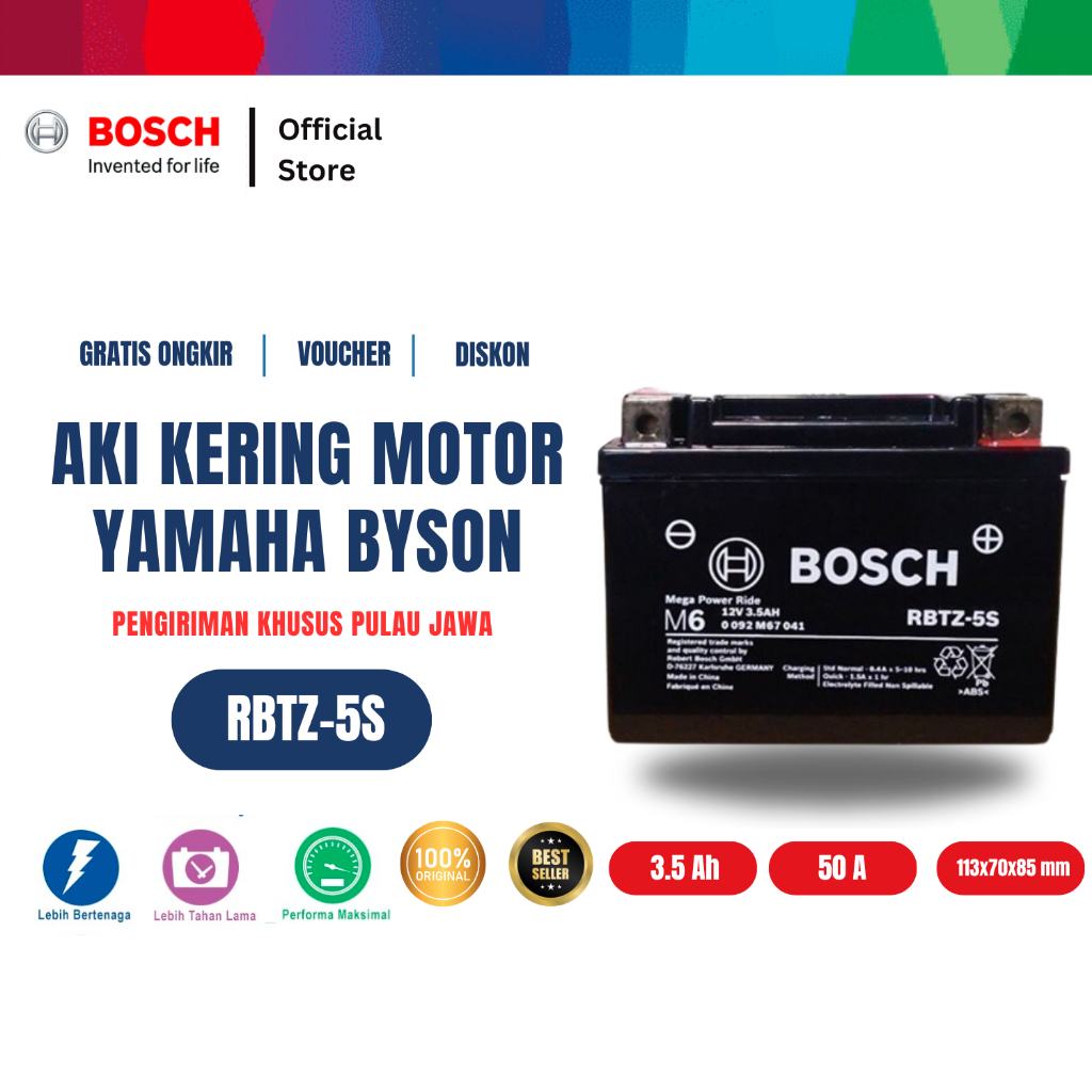 Bosch Aki Kering Motor Yamaha Byson - Maintenance Free - RBTZ-5S