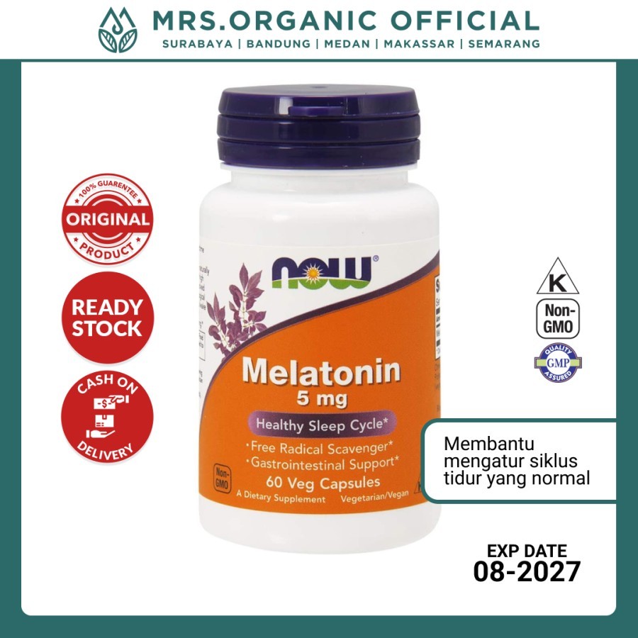 Jual NOW Melatonin 5mg – 60 Caps | Atasi Insomnia & Tidur Nyenyak ...