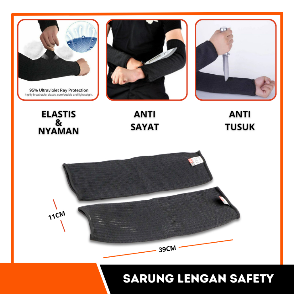 Jual Sarung Tangan Lengan ARM SLEEVES Anti Sobek Safety Anti Sayat Cut ...