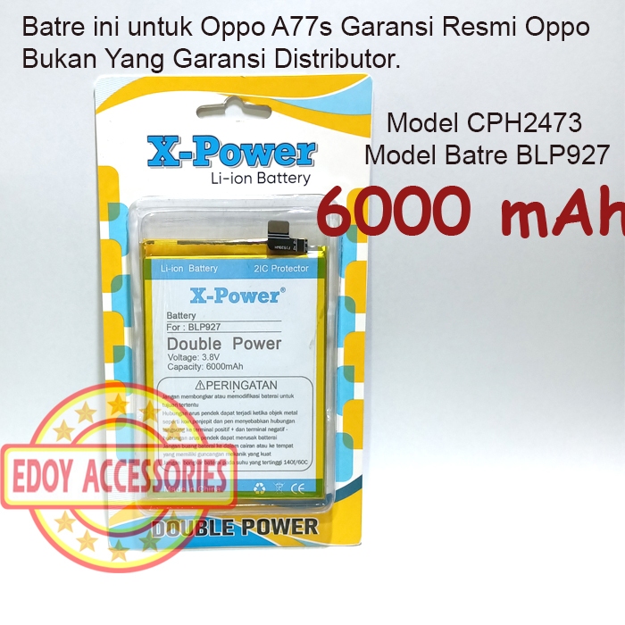 Jual Batre Oppo A77S CPH2473 Double Power BLP927 Batu Baterai Battery ...