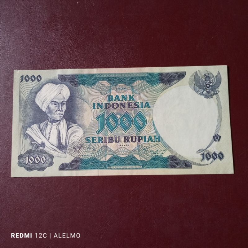 Jual 1000 Rupiah Uang Kertas Kuno Diponegoro Tahun 1975 Seperti Bagus