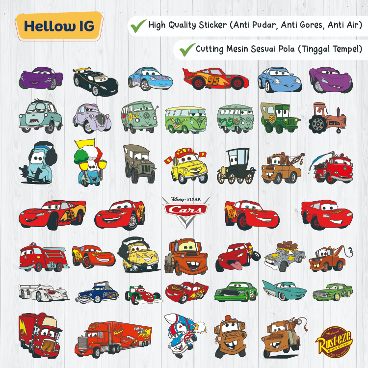 Jual STICKER PACK CARS PIXAR | STIKER CAR WATERPROOF HP BOTOL KOPER ...
