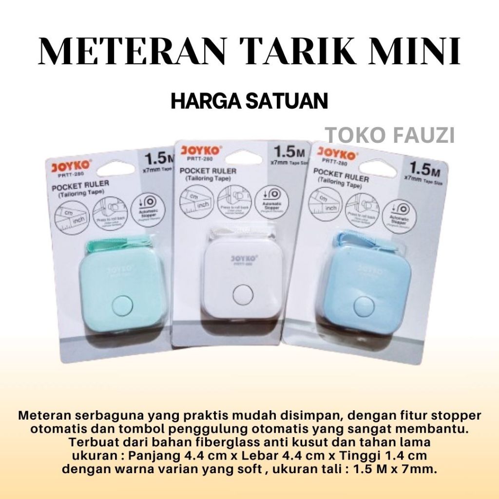 Jual Meteran Jahit mini Pocket Ruler Tailoring Tape Joyko Harga Satuan ...