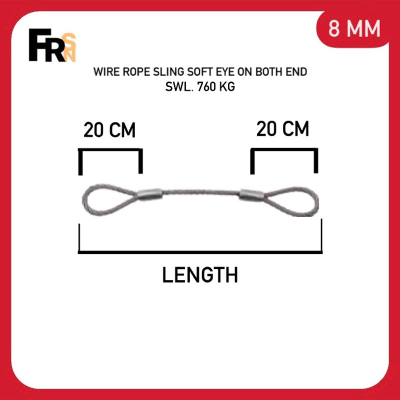 Jual WIRE ROPE SLING SOFT EYE ON BOTH END. 8 MM GALVANIZED. SWL. 760 KG ...