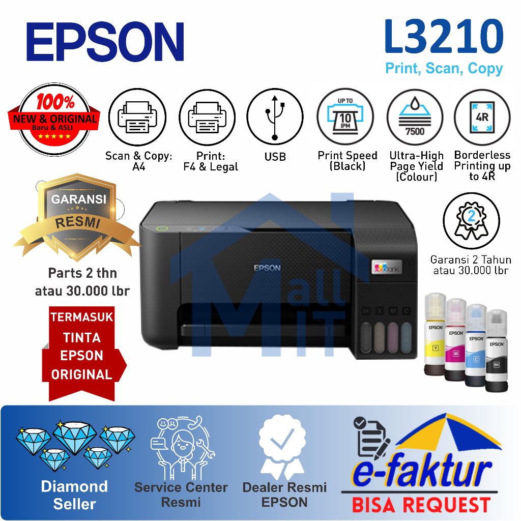 Jual Mdn Printer Epson L3210 L 3210 L 3210 3 In 1 Pengganti Epson L3110 Print Scan Copy A4 All 7130