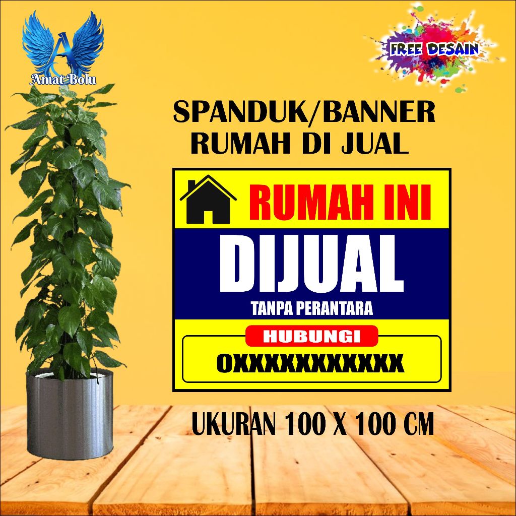 Jual Cetak Banner Cetak Spanduk RUMAH DI JUAL UKURAN 100X100 CM BISA ...