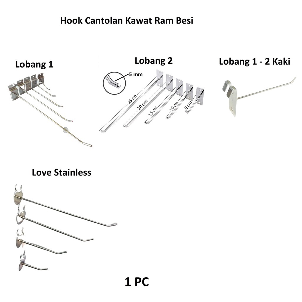 Jual Huk Hook Cantolan Ram Kawat Besi Stainless Isi Pcs Shopee Indonesia