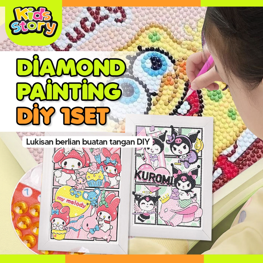 DIY 5D Diamond Painting Lukisan Berlian Karakter Dengan Frame 18x18 Seri A main image 1