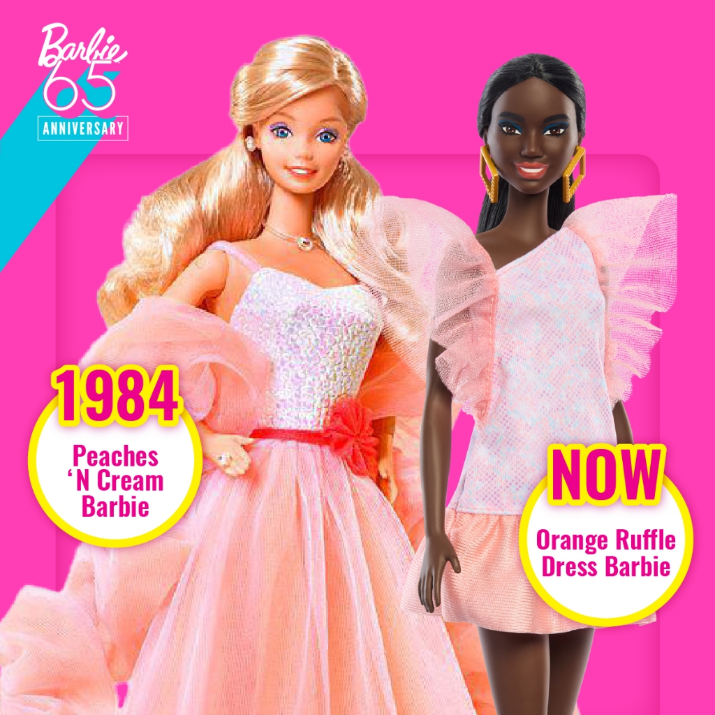 open lace back dress Barbie Fashionistas Doll Long Brunette Hair Wearing Orange Dress – Square  Imports