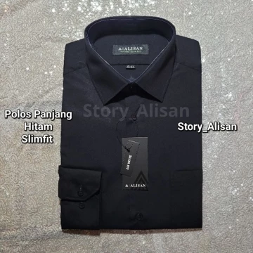 Kemeja Alisan Polos Slimfit Lengan Panjang ( 100 )