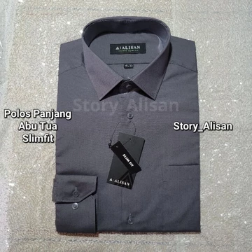 Kemeja Alisan Polos Slimfit Lengan Panjang ( 100 )